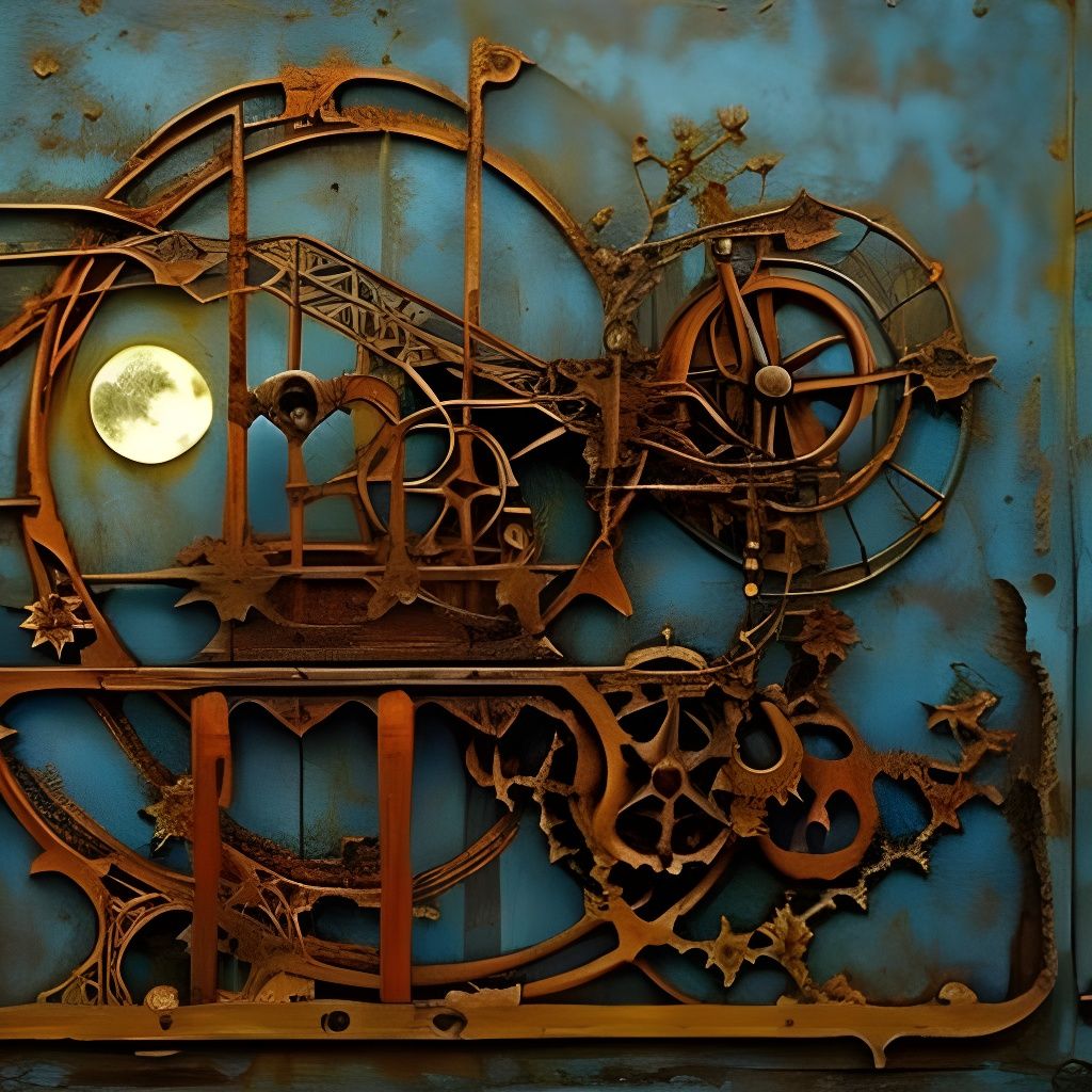 Biomechanical Animals in Art Nouveau Style Under Moonlight