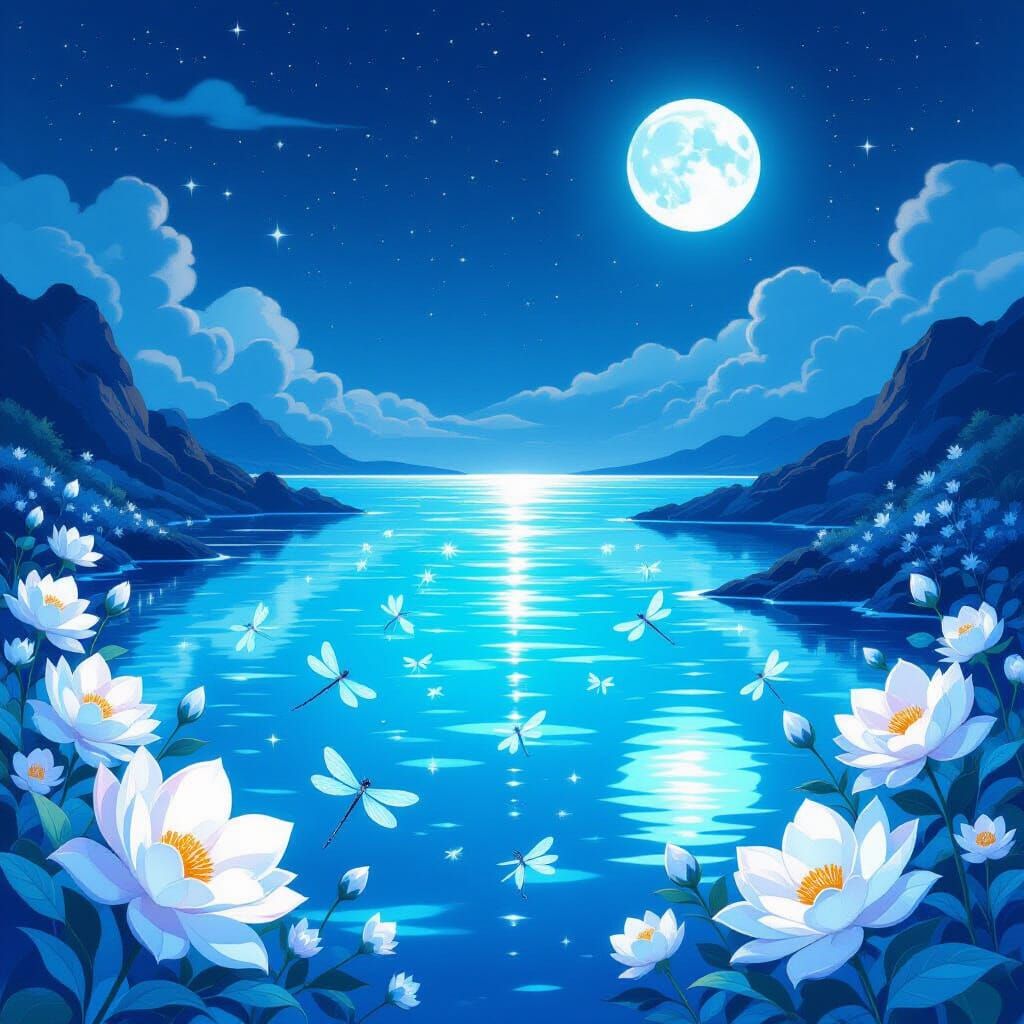 Lunar Lagoon with Crystalline Flora, in Ethereal Style