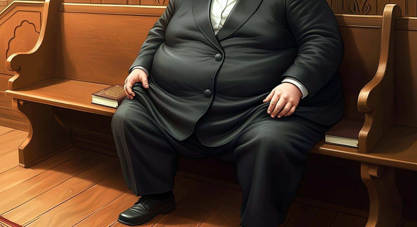Digital Realistic Comic-Style Portrait of an Obese Hasidic M...
