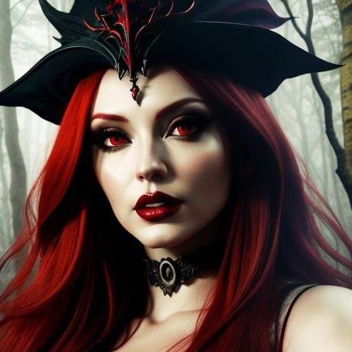 Horror Portrait of a Red-Haired Sorceress