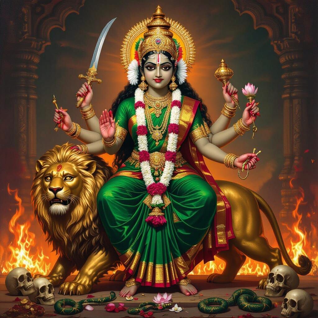 Angala Parameswari Amman: South Indian Goddess in Temple Art