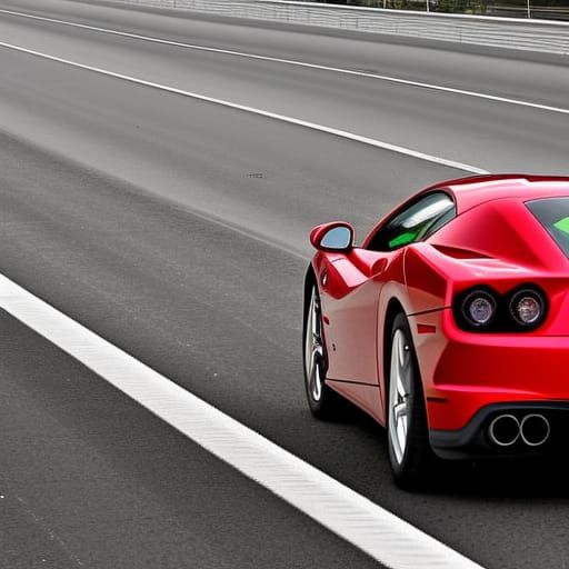 Red Ferrari on Black and White Motorway