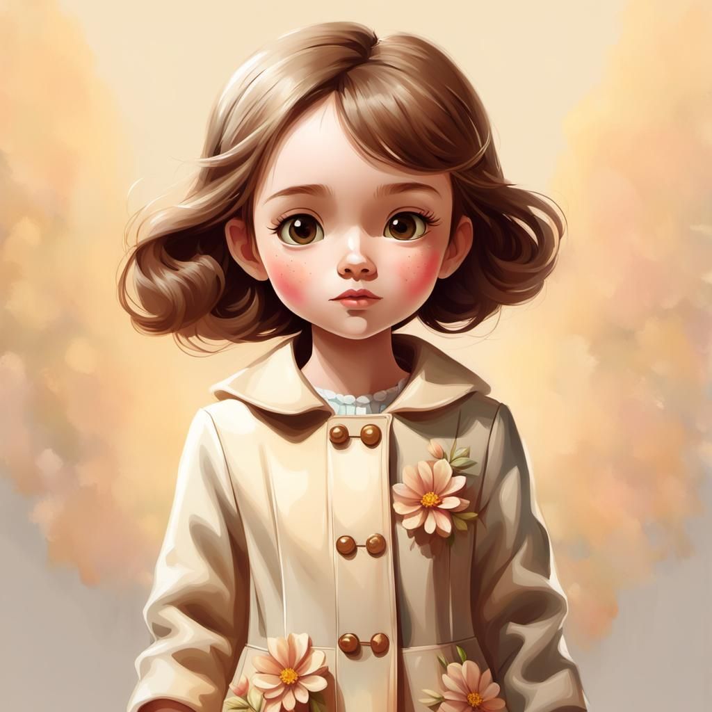 Little Girl Portrait in Oil Painting Style