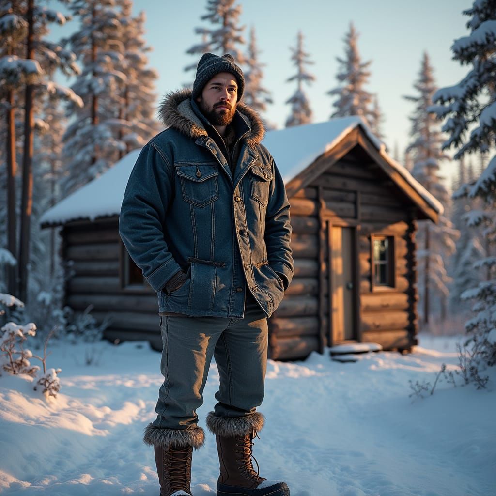 Inuit Man Portrait in Naturalist Painting Style