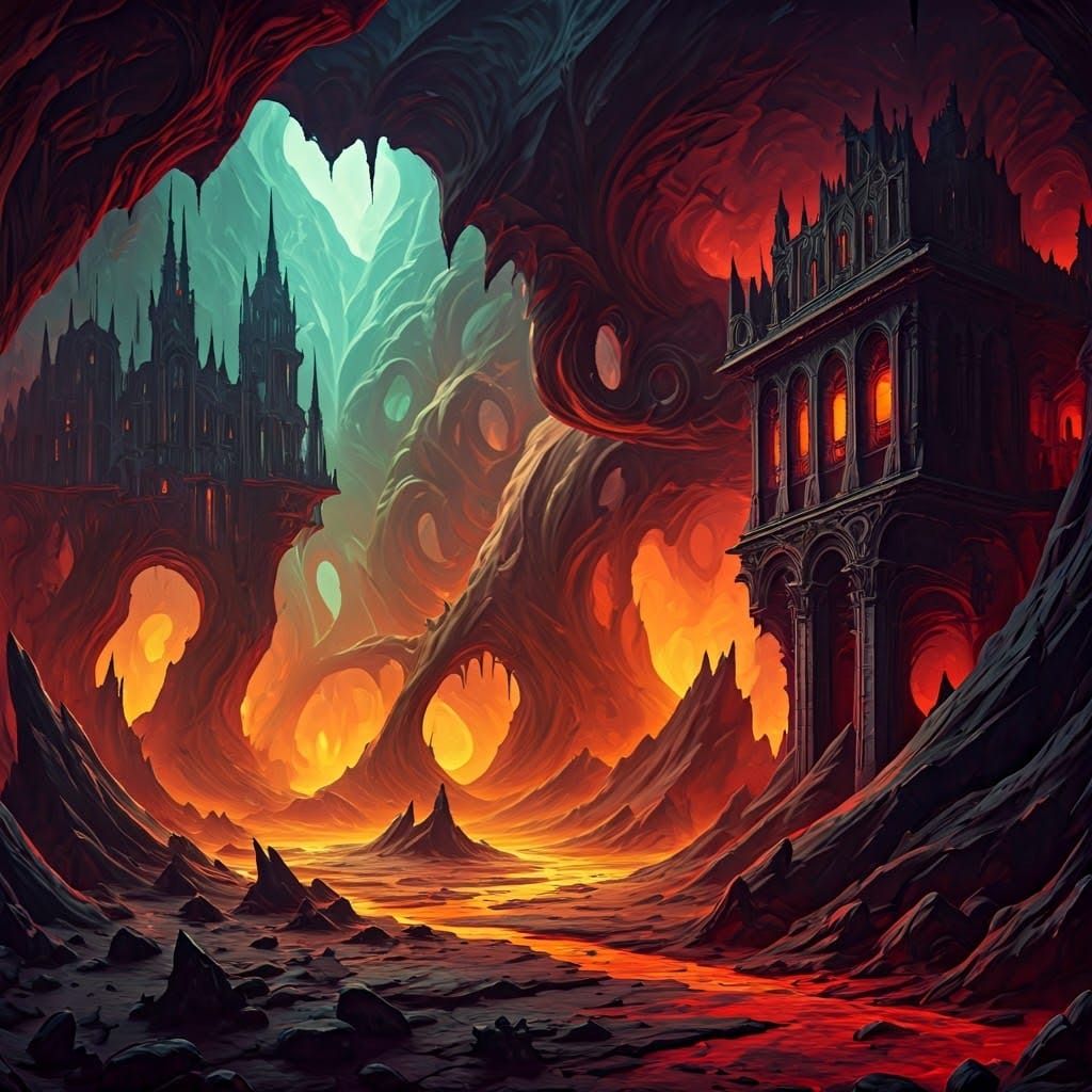 Infernal Landscape in a Dark Fantasy Style