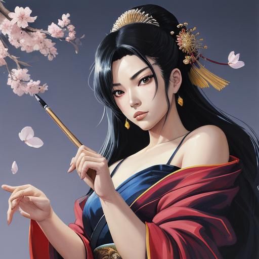 Ethereal Geisha Dance in Anime Style