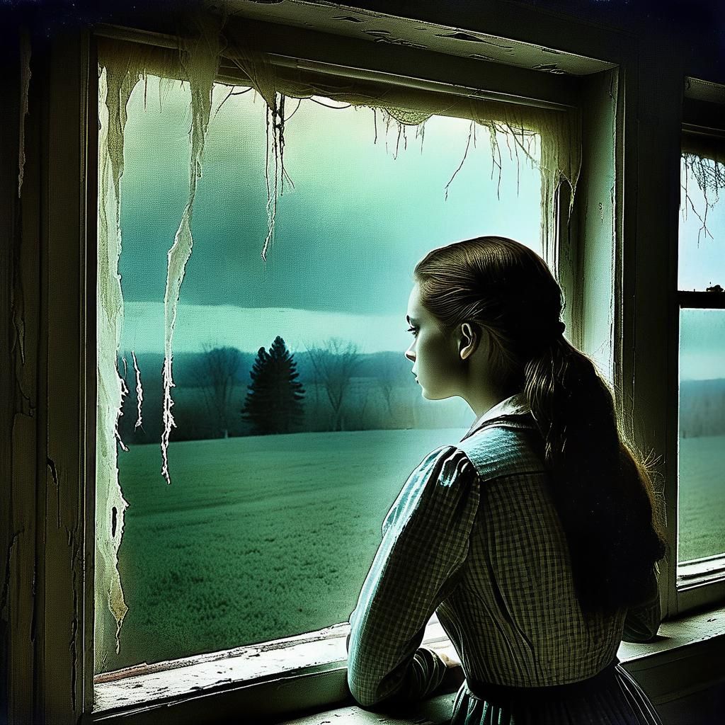 Eerie Ghostly Girl in Vintage Photography Style