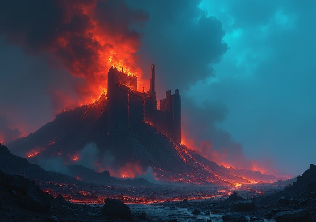 The black fortress; Artheloe, in flames