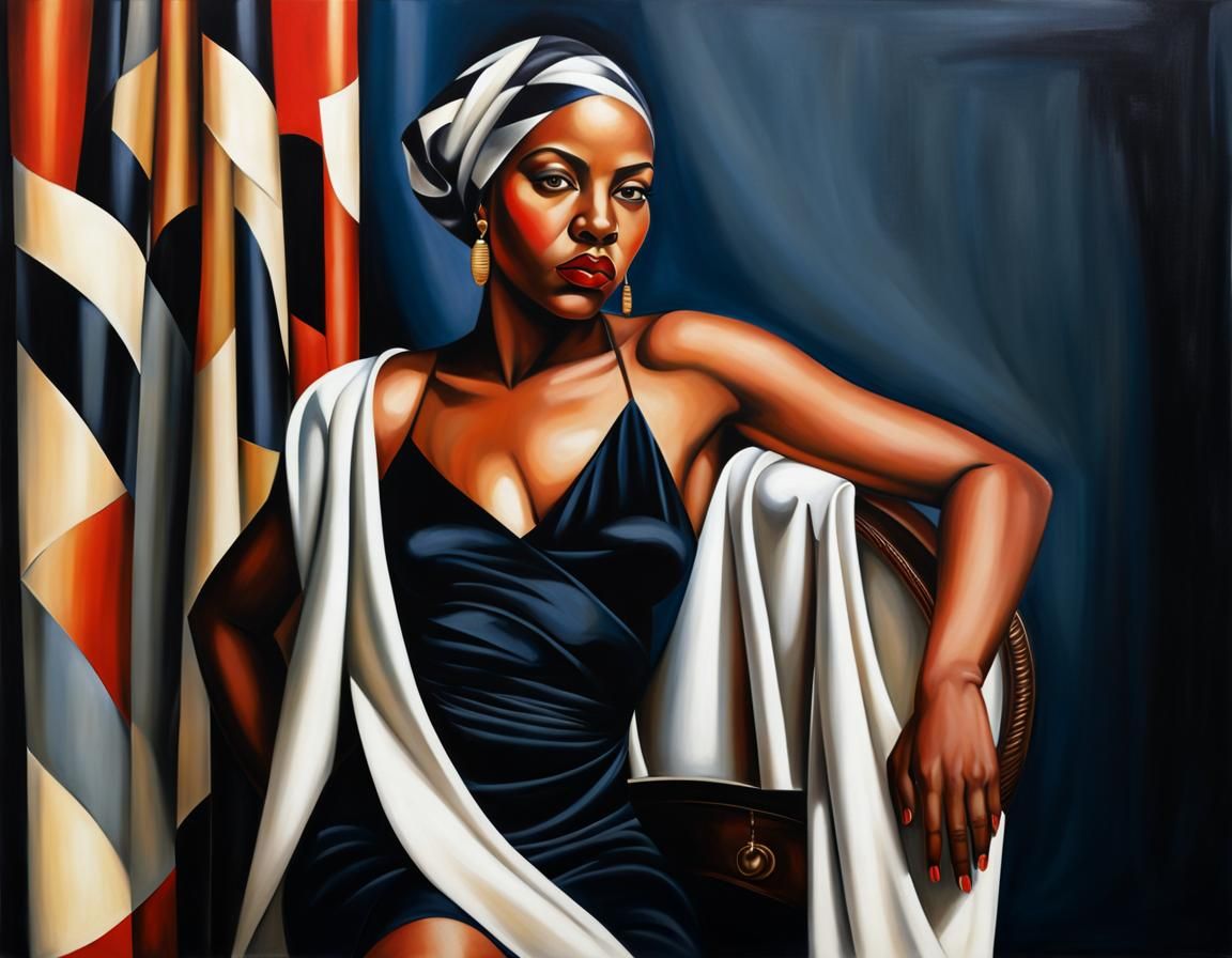 Elegant Black Woman in Art Deco Style