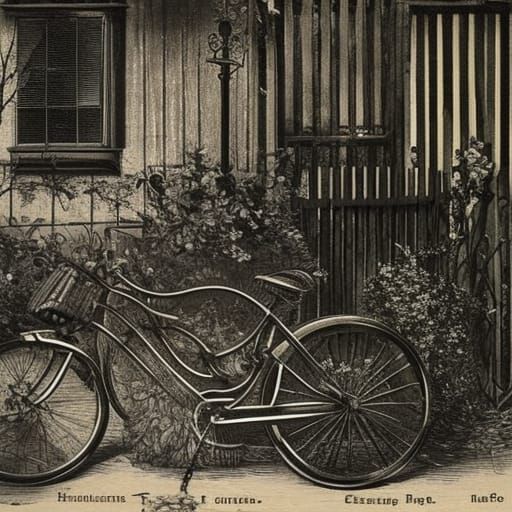 Haunted Victorian House with Vintage Bicycle