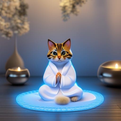 Zen Kitten: Cute Cat Meditating in Lotus Position