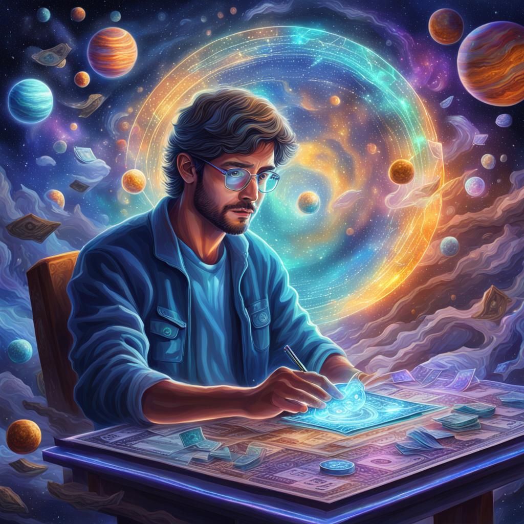 Young Man's Cosmic Work Ethic, Astral Illustration