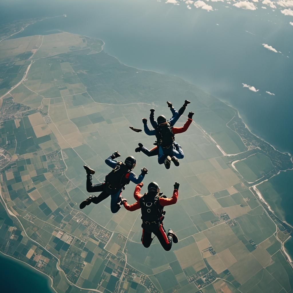 Dramatic Skydiving Scene in Cinematic Style
