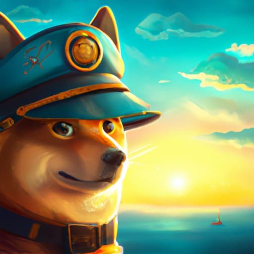 Shiba Inu Captain in Studio Ghibli Anime Style