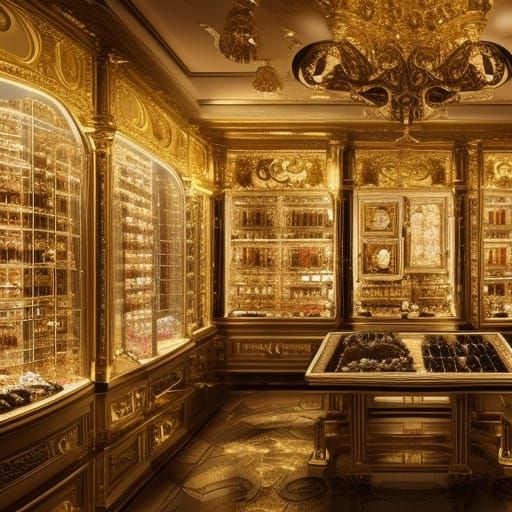 Opulent Jewelry Shop in Hyperdetailed Fantasy Art