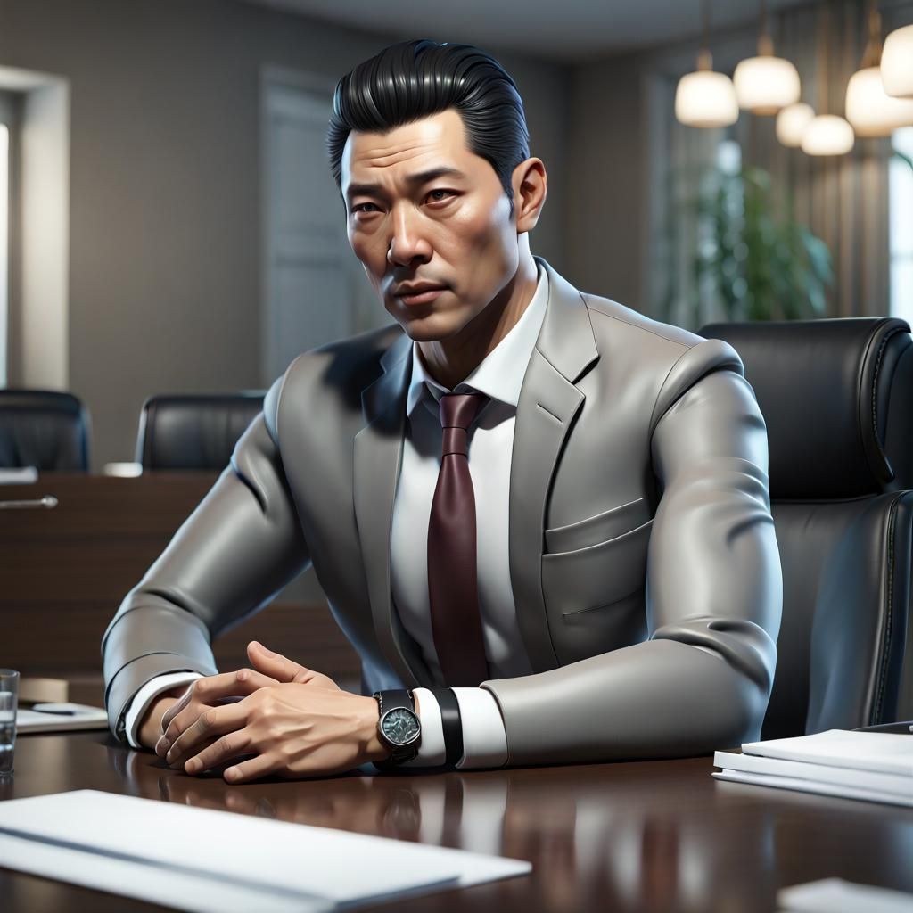 Hyperrealistic Portrait of Asian Professional, 3D Render