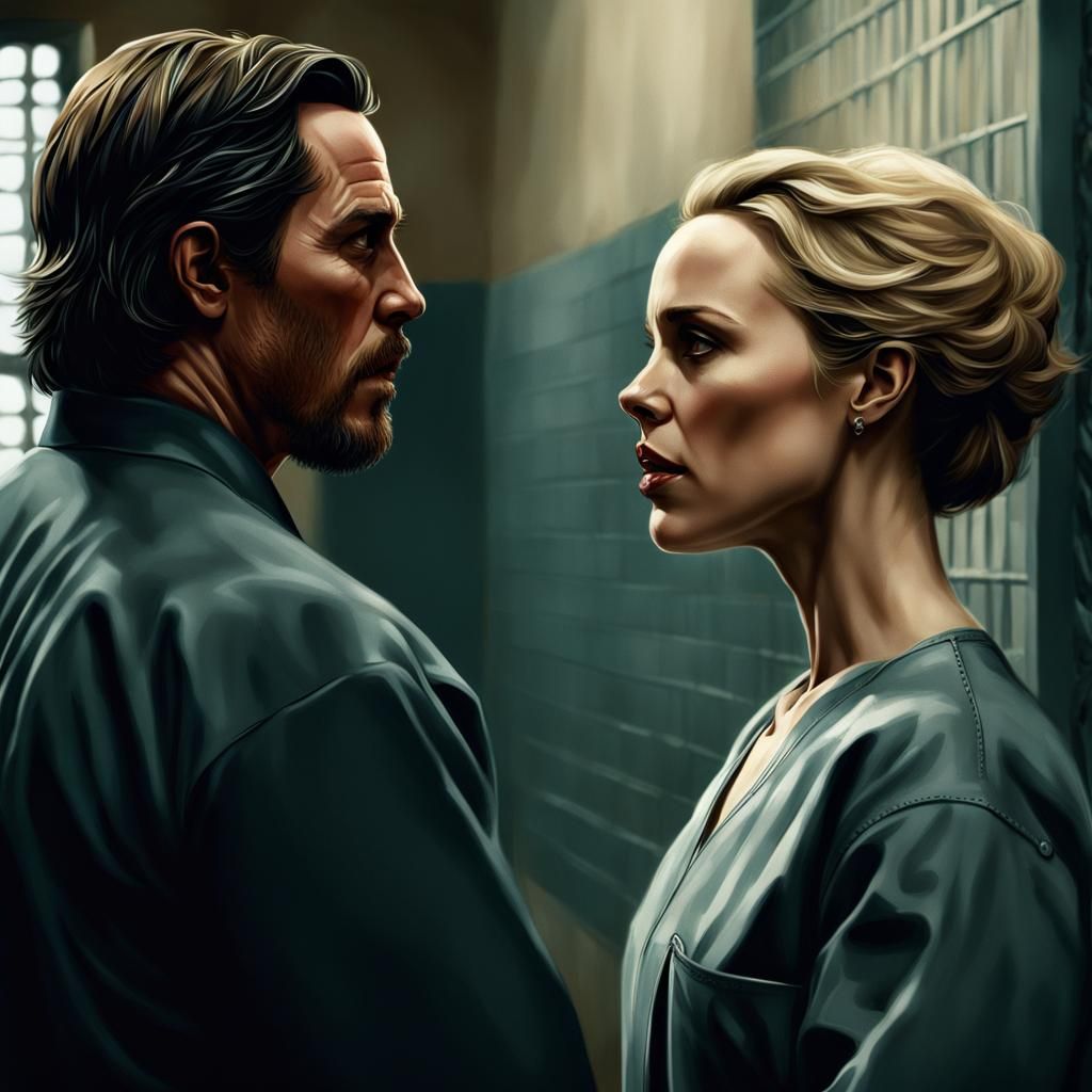 Dramatic Prison Visit: Hyperrealistic Digital Art