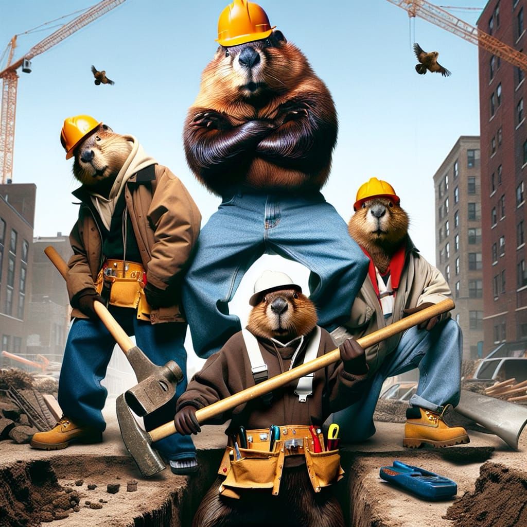 Beavers Construction Crew in 90s Rap Style