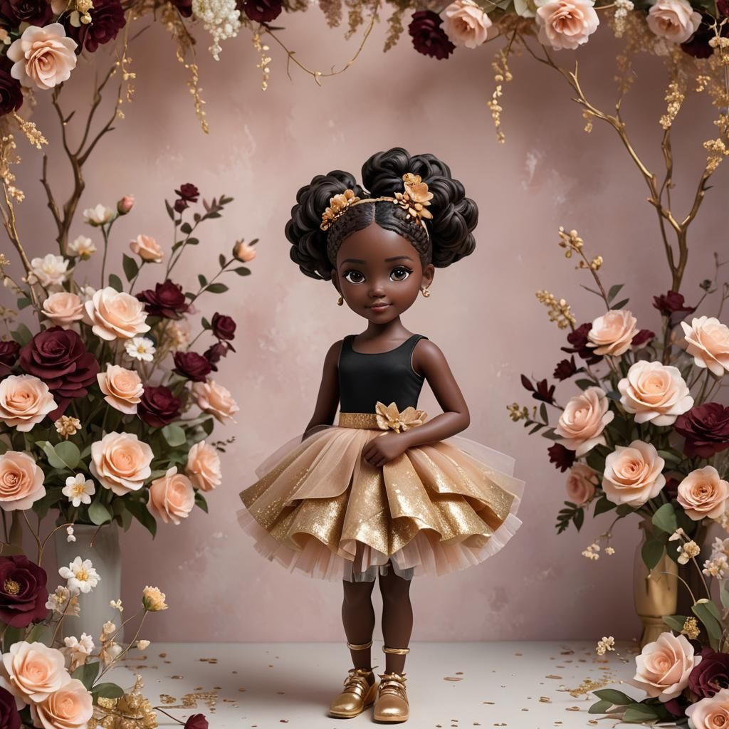 3D Render of a Girl in a Tutu with Flowers