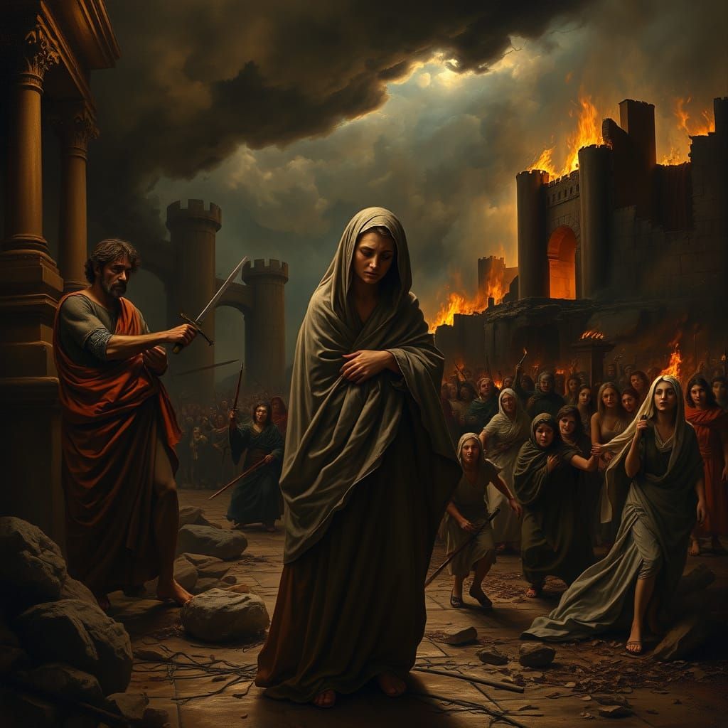 Dramatic Biblical Scene in Renaissance Style Depicts Vengean...