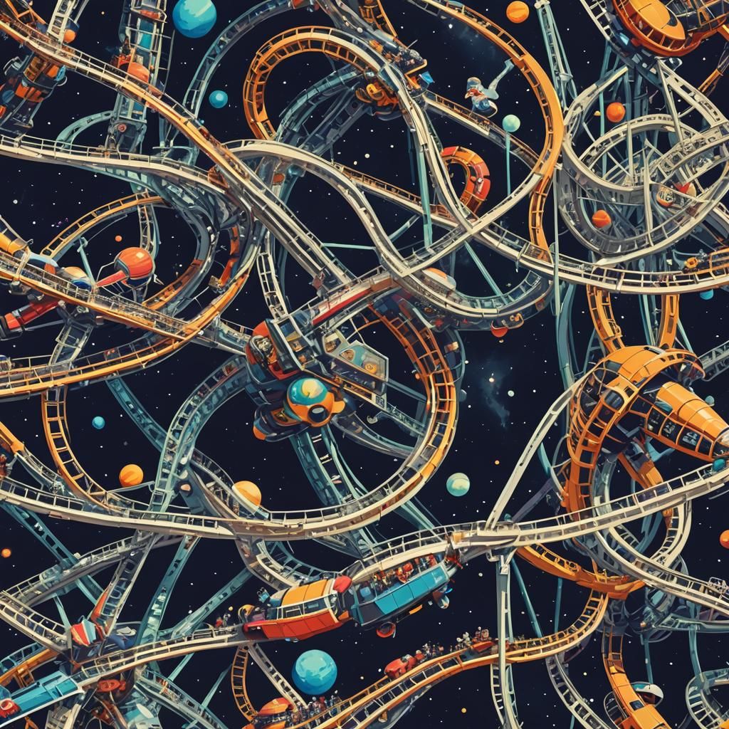 Futuristic Space Rollercoaster in Outer Space Carnival