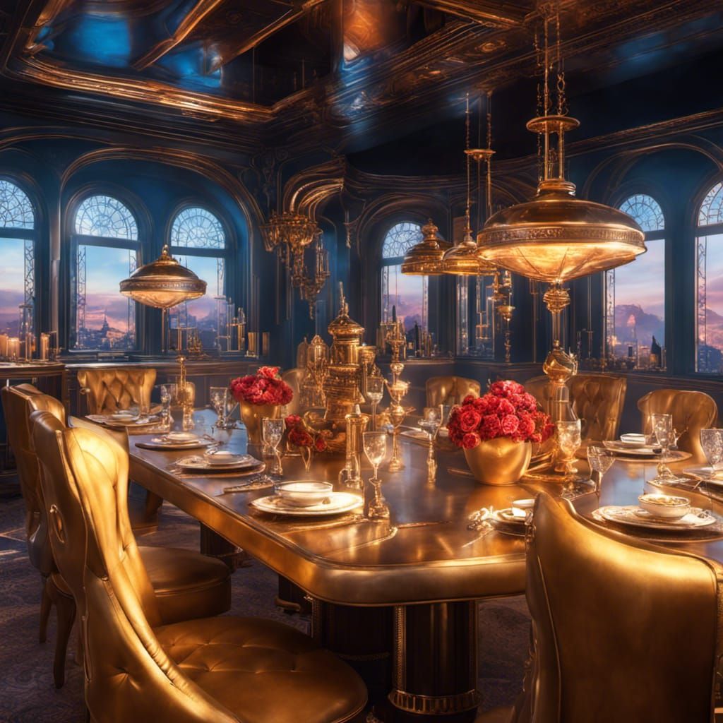 Steampunk Women in a Diner, Digital Illustration