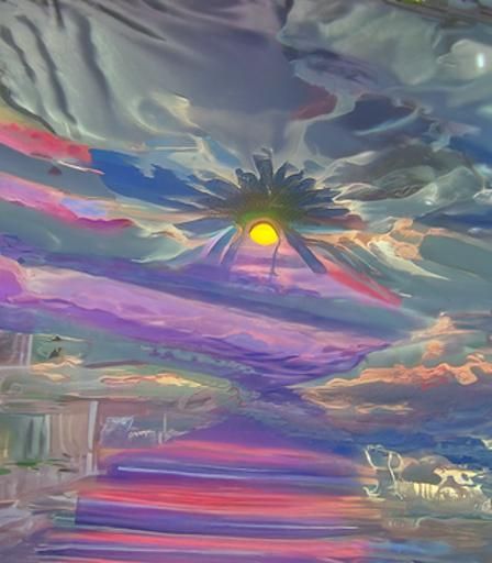 Psychedelic Renaissance Sunset with Sunshine Rays