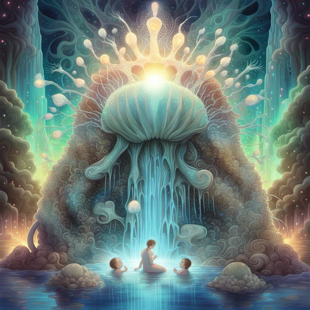 Joyful Alien Creature in a Splatter Art Style