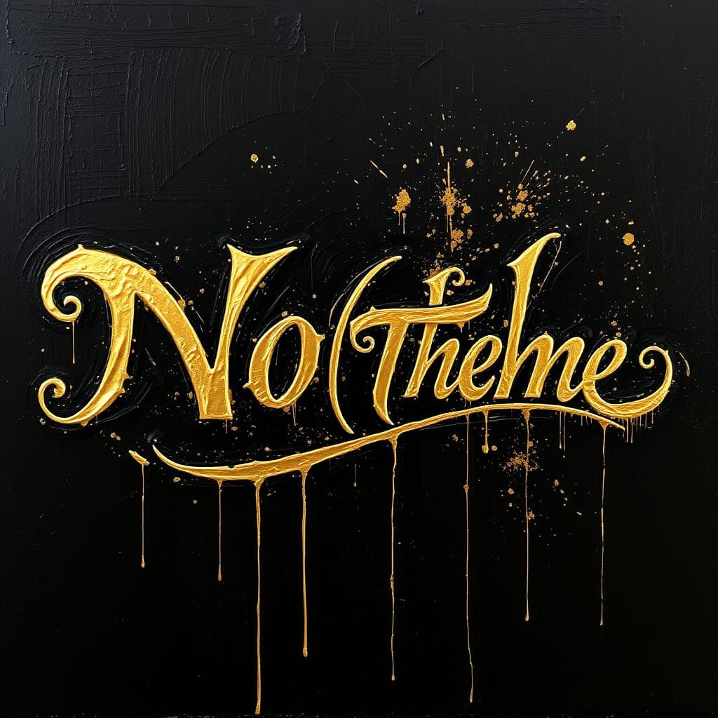 Elegant Gold Script Masterpiece with Impasto Brushstrokes