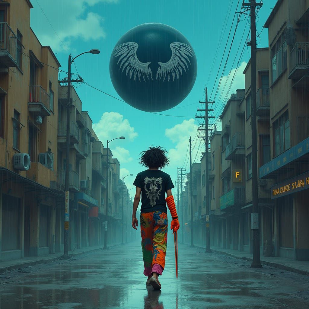 Surreal Cityscape with Futuristic Elements