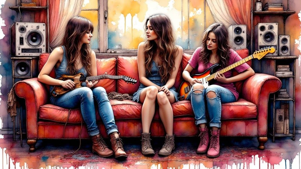 Ink Splatter Music Scene in Vibrant Colors