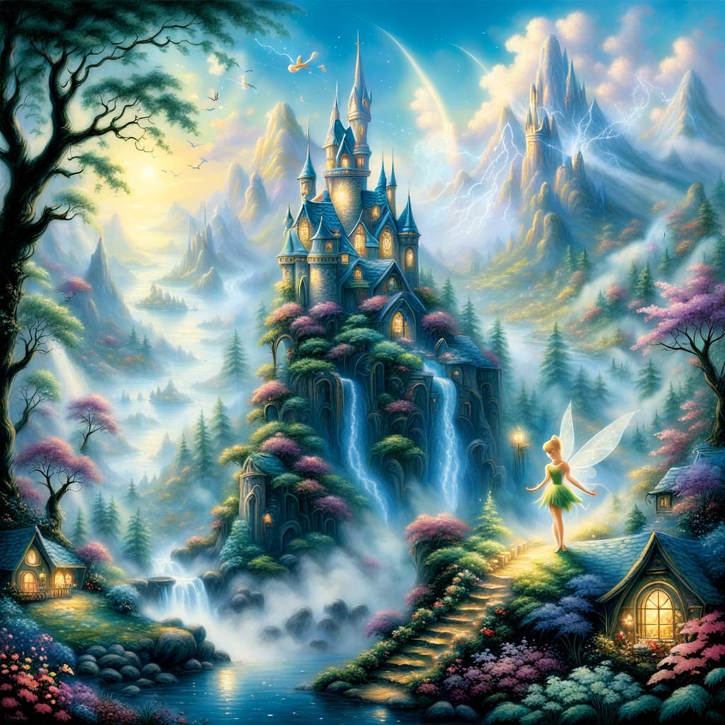 Ethereal Tinkerbell in Hyperdetailed Fantasy Landscape