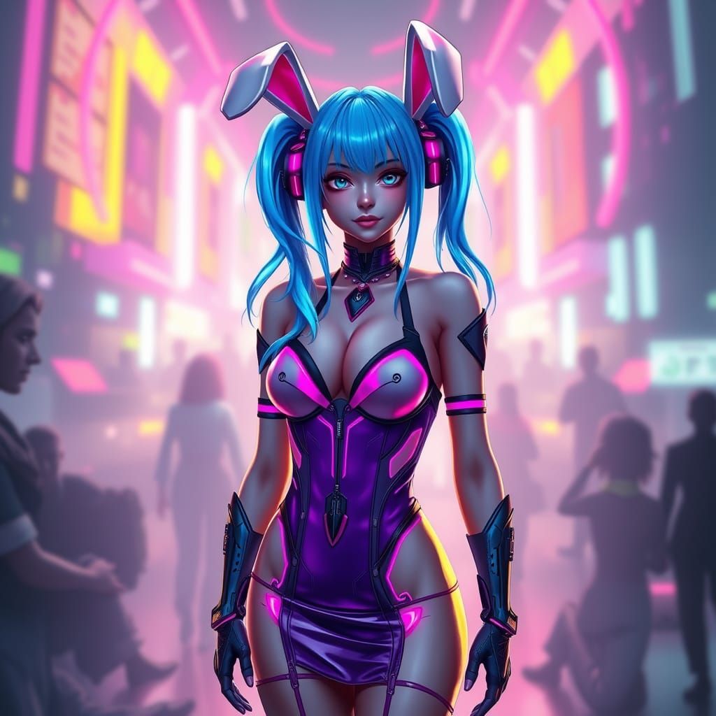 Cyberpunk Goddess in Neon Dreamscape