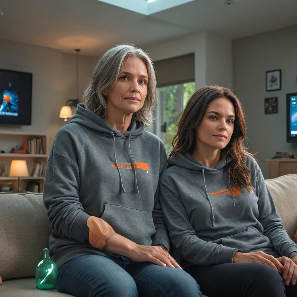 Middle-Aged Women Relaxing on Modern Couch