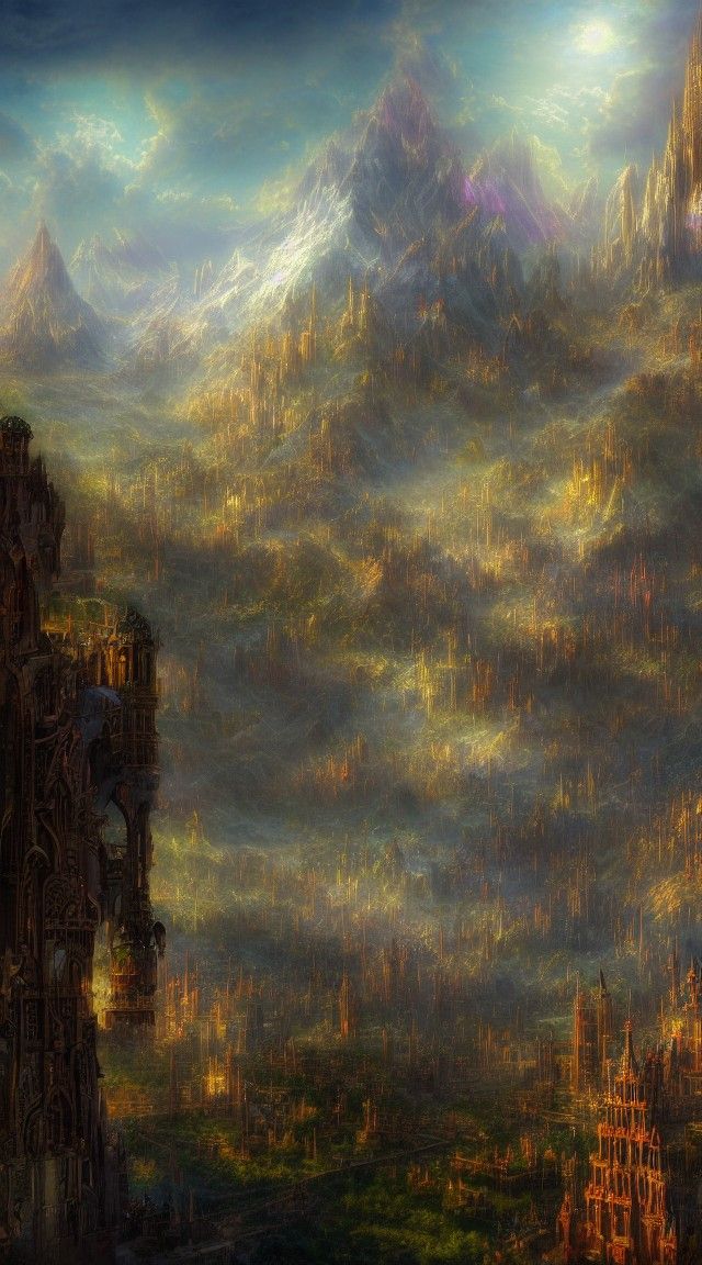 Epic Fantasy Mountain City Panorama