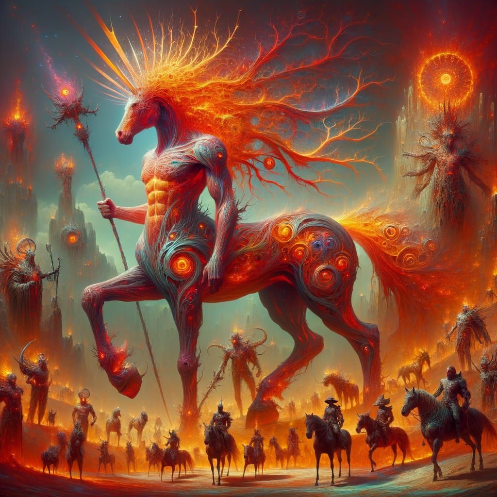 Fiery Centaur Emperor on a Mountain Top