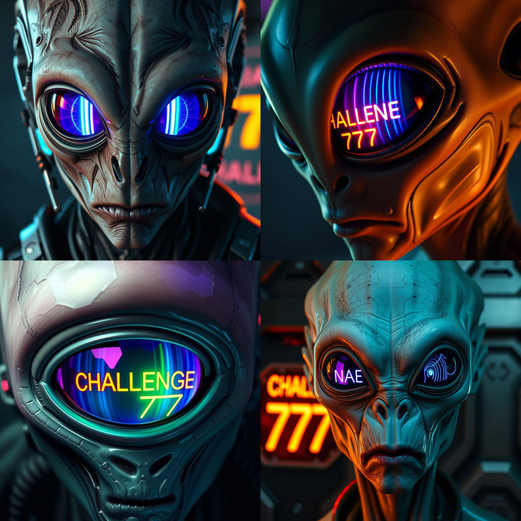 Terrified Alien with Biomechanical Eyes