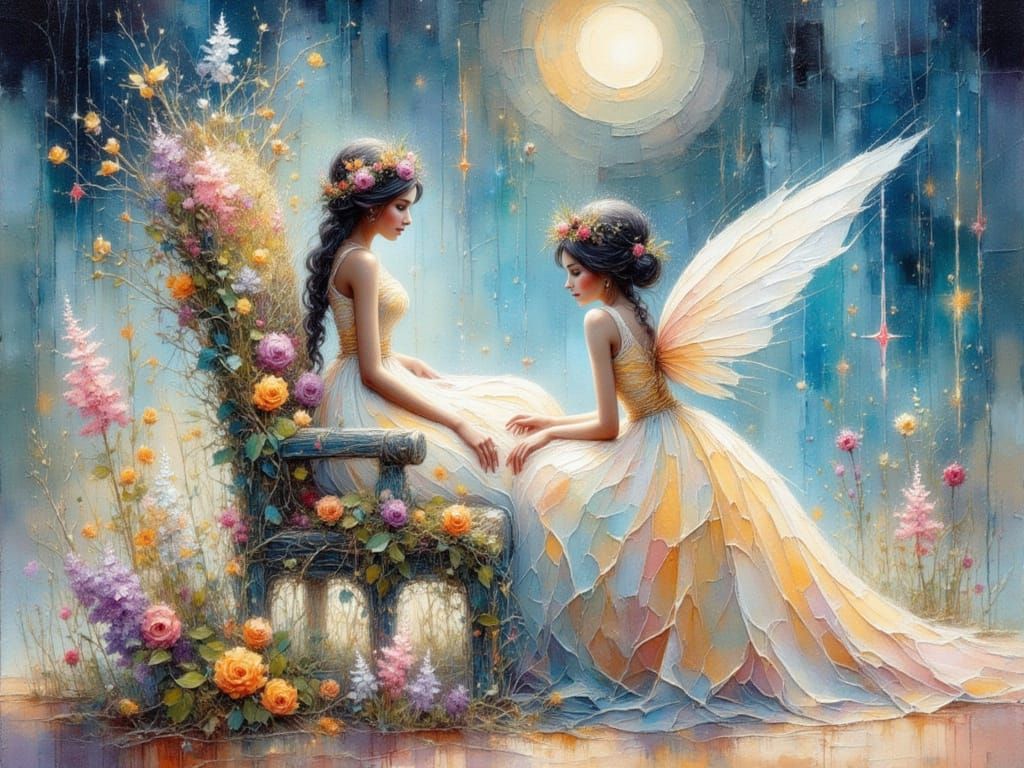 Princess on Bioluminescent Throne in Watercolor Style