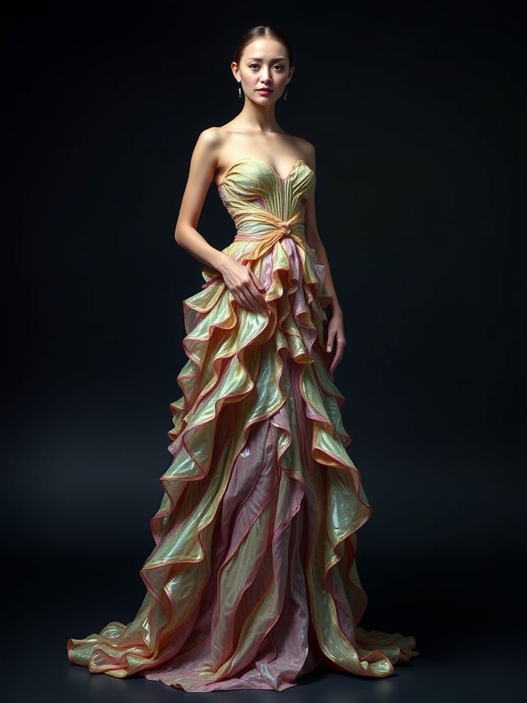 Futuristic Avant-Garde Gown with Flowing Details