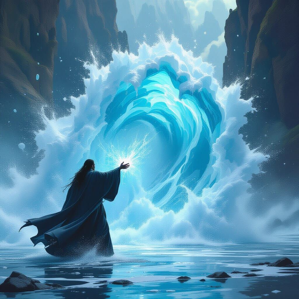 Water Mage Controls Crystalline Wave