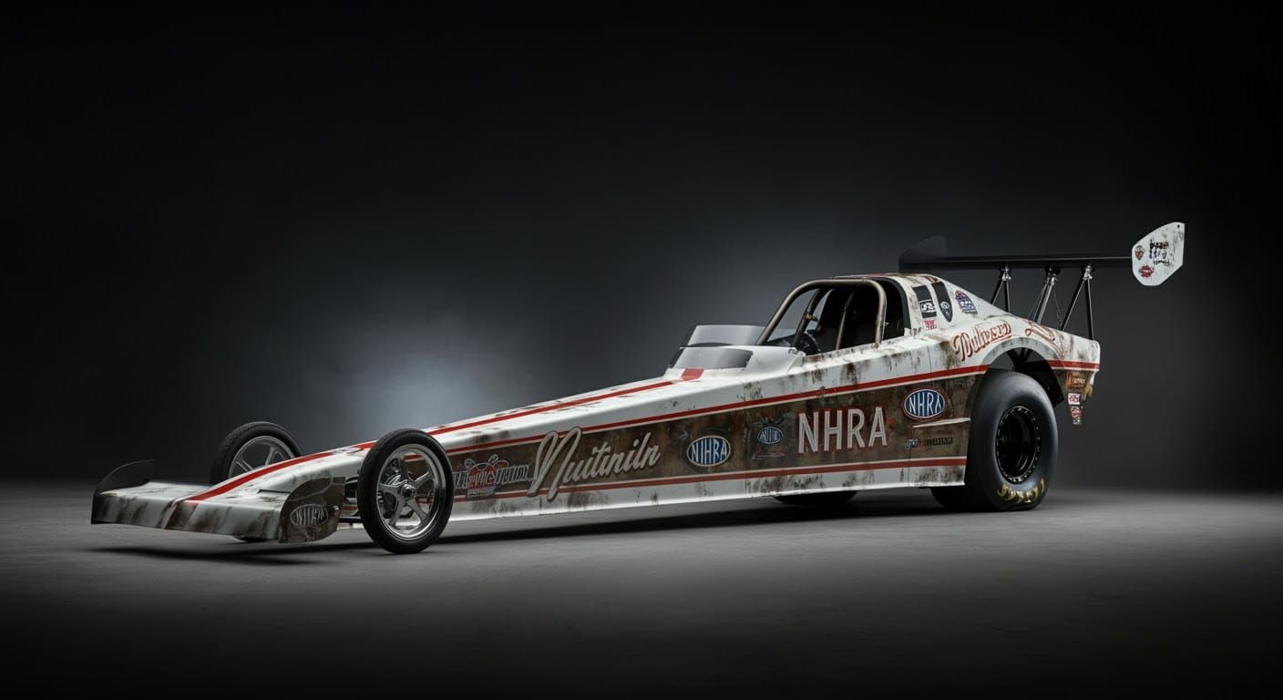 Sleek Dragster in British Boom Style with Vintage NHRA Accen...