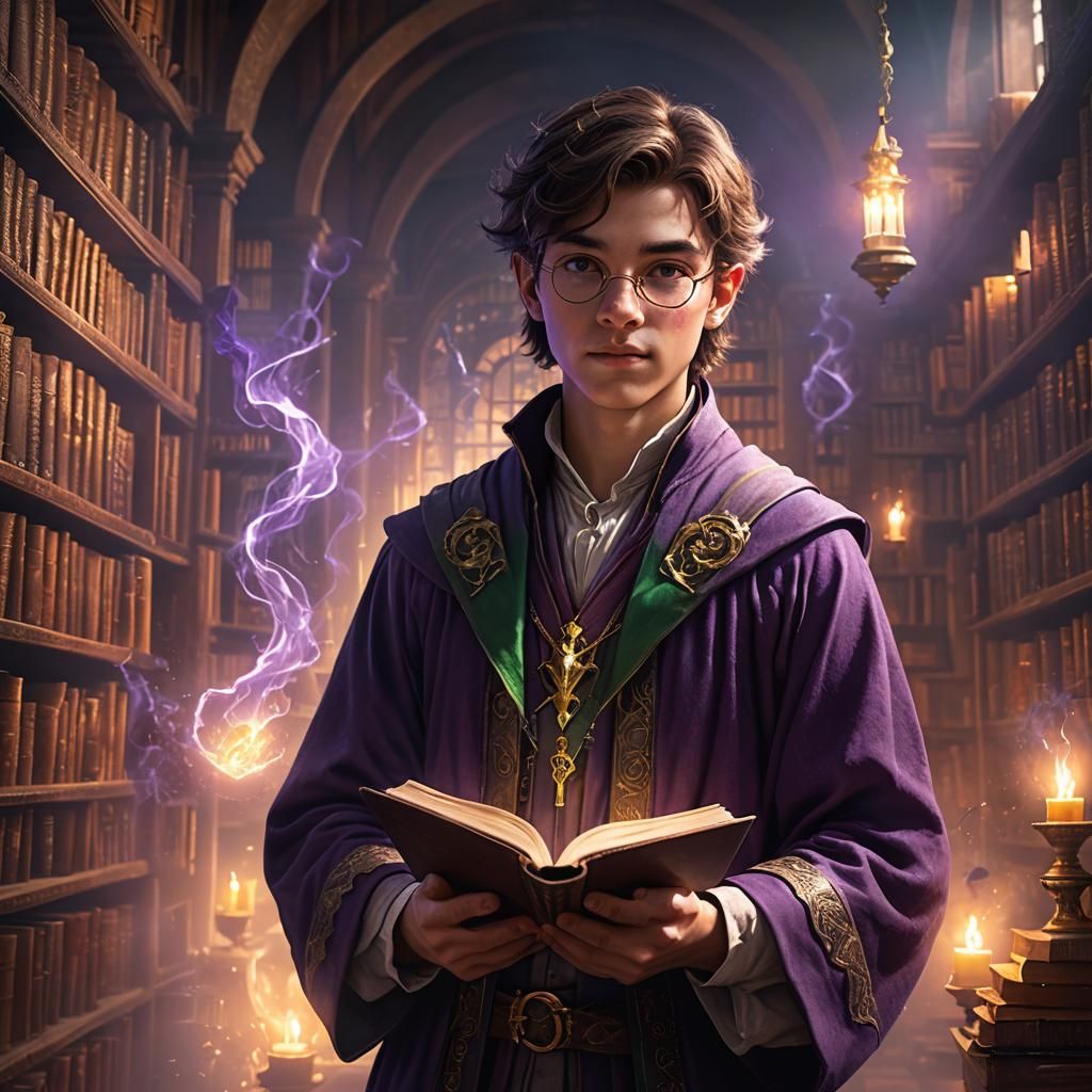 Teenage Wizard in Mystic Library Concept Art