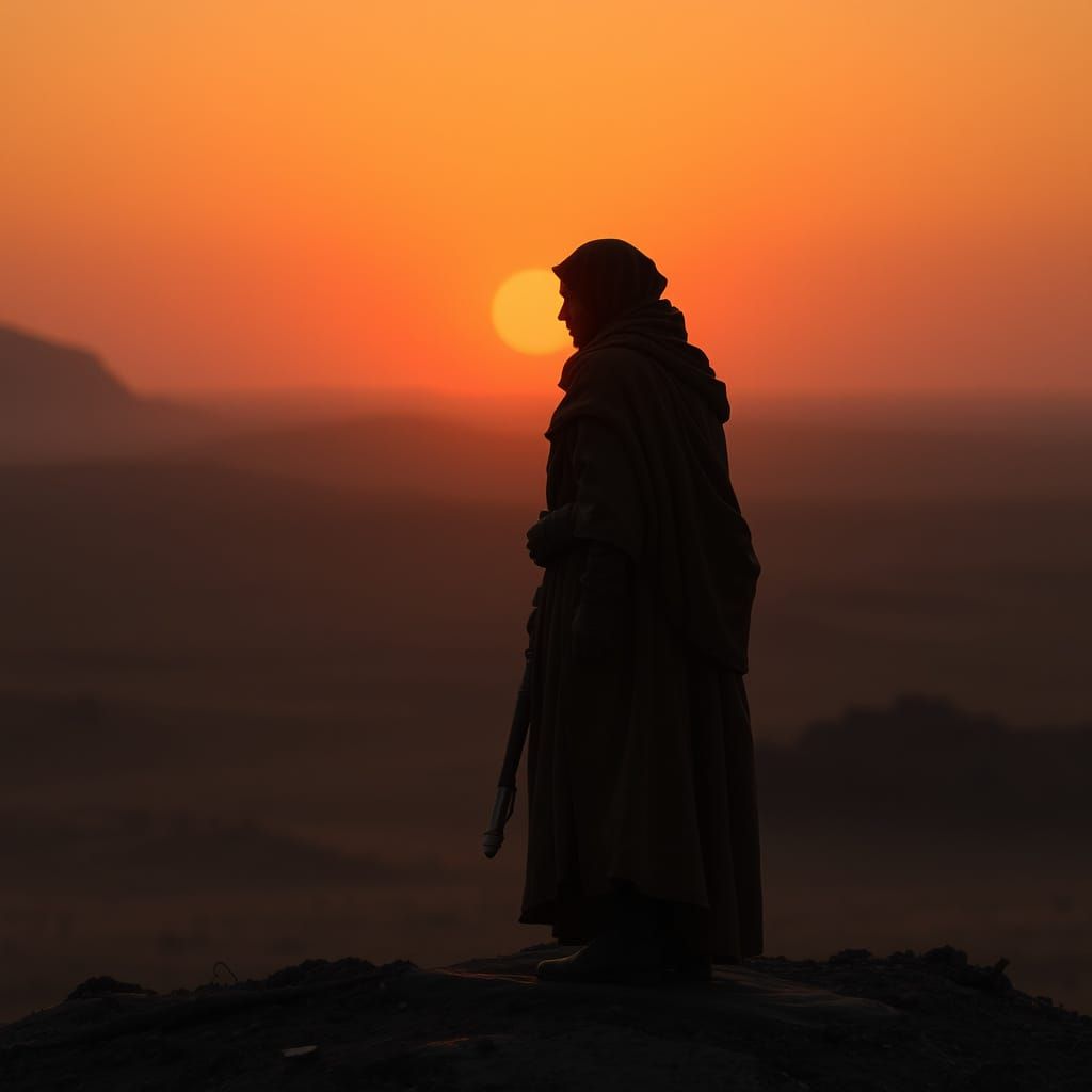 Desolate Silhouette in Haunting Digital Landscape