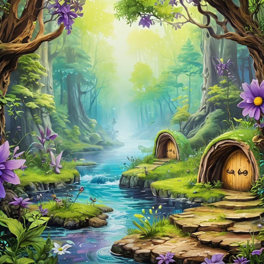 Mystical Forest Figure in Oil Painted Airbrush Style