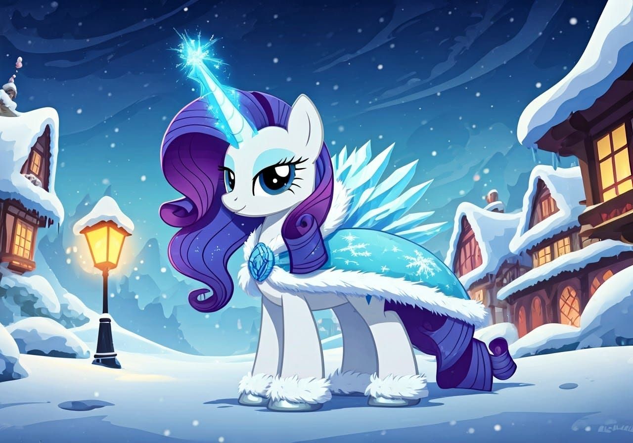 Elegant Ice Queen Pony in Anime Style