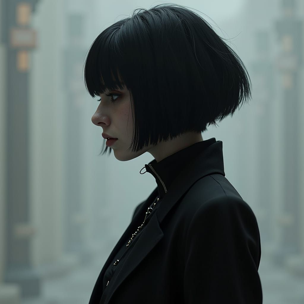 Dystopian Gothic Widow in Detailed Aesthetic Style