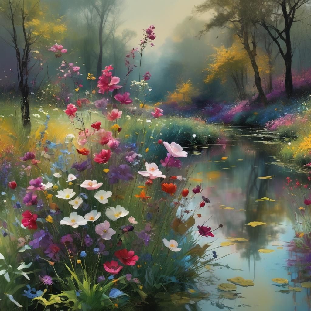 exuberance of blooms, changing reflections in iridescent colors