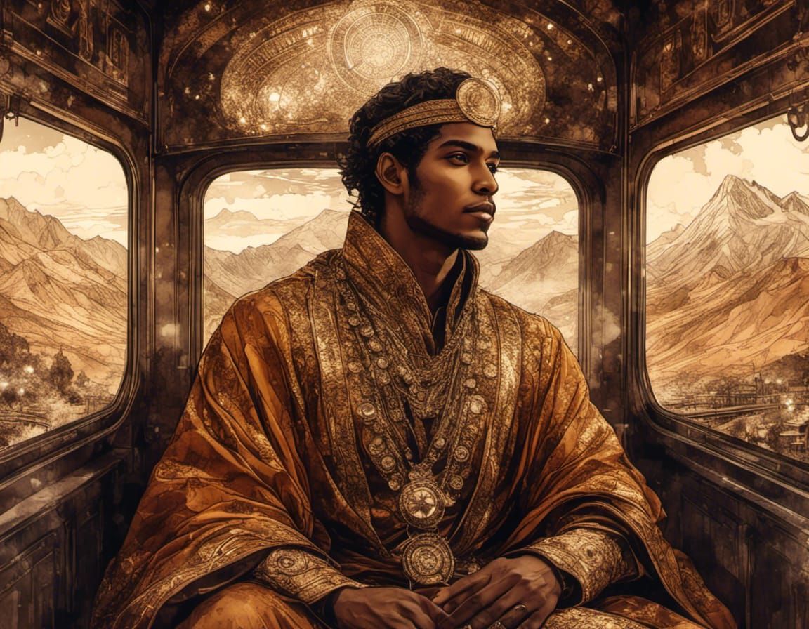 Moebius Style Portrait in Double Exposure