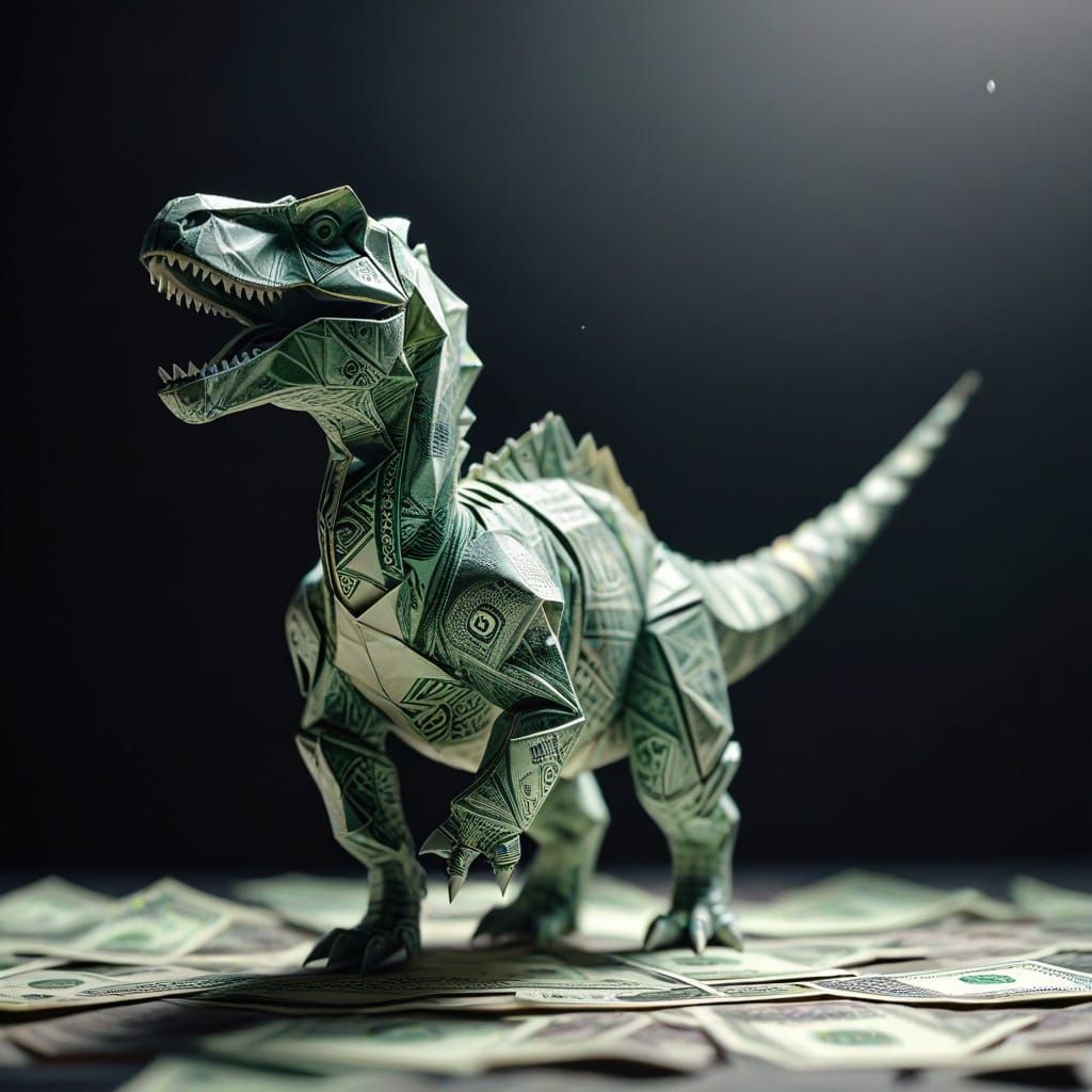 Origami Dinosaur Made of Dollar Bills