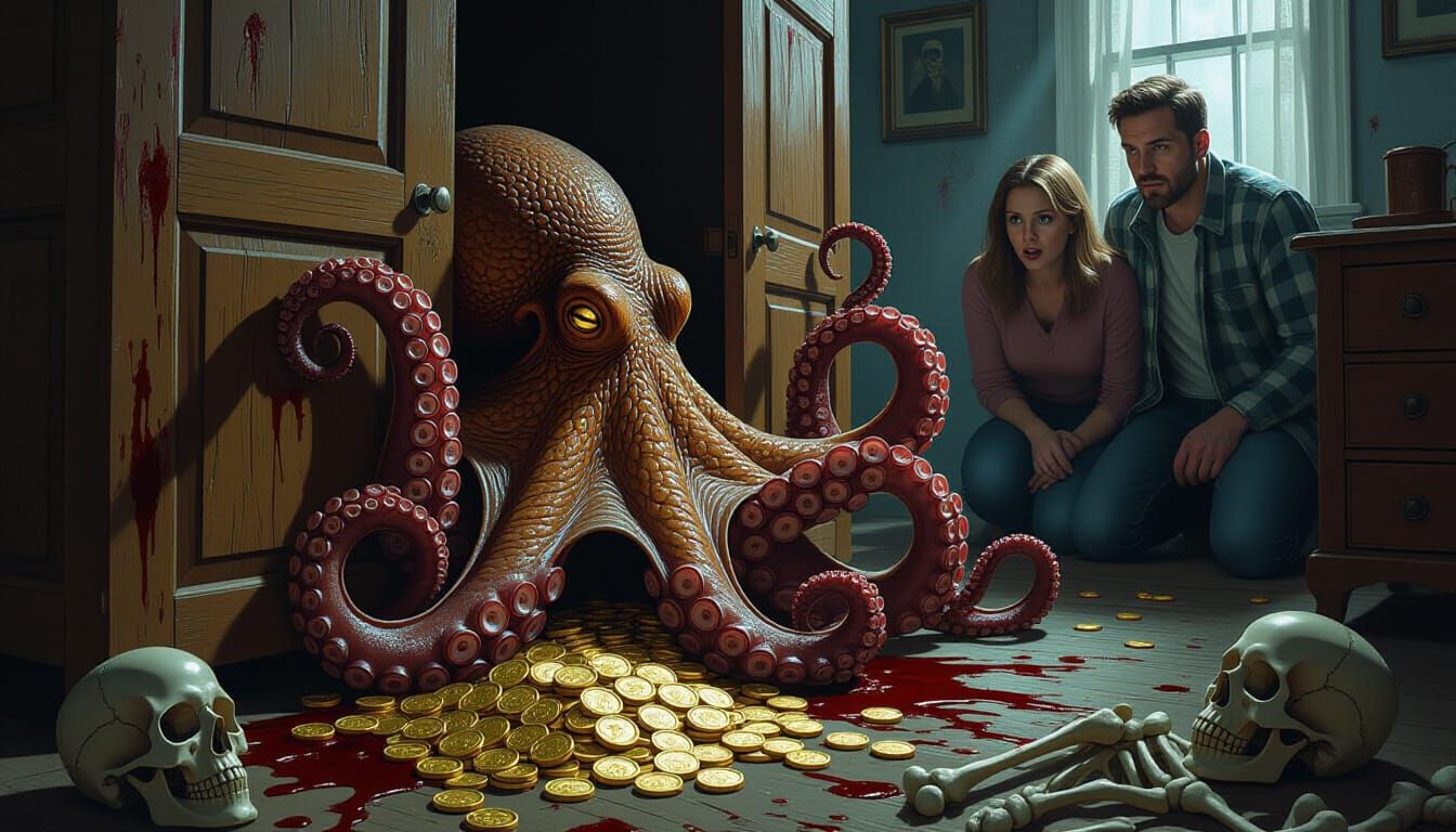 Cosmic Horror Octopus Breaks Through Closet Door